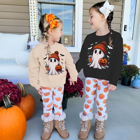 CM C&M WODRO Toddler Halloween Sweatshirt Girl Boy Pumpkin Ghost Pullover Crewneck Long Sleeve Shirt Cute Spooky Season Tops in Kuwait