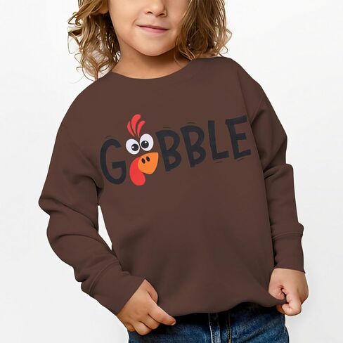 ملابس صبي فتاة عيد الشكر للأطفال Gobble تركيا جرافيك سويت شيرت كاجوال بياقة دائرية وأكمام طويلة in Kuwait