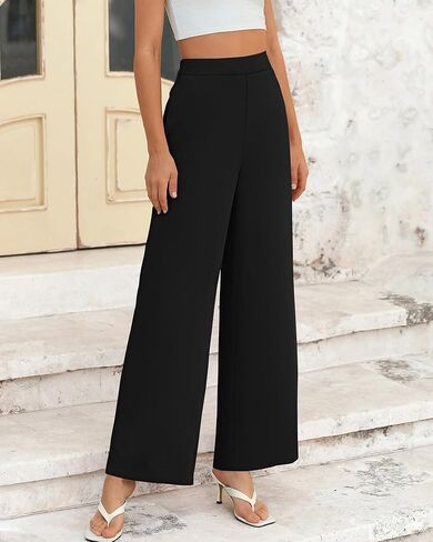 BTFBM Womens Wide Leg Pants Dressy Casual Elastic High Waisted Palazzo Business Lounge Trousers with Pockets in Saudi Arabia