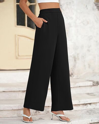 BTFBM Womens Wide Leg Pants Dressy Casual Elastic High Waisted Palazzo Business Lounge Trousers with Pockets in Saudi Arabia