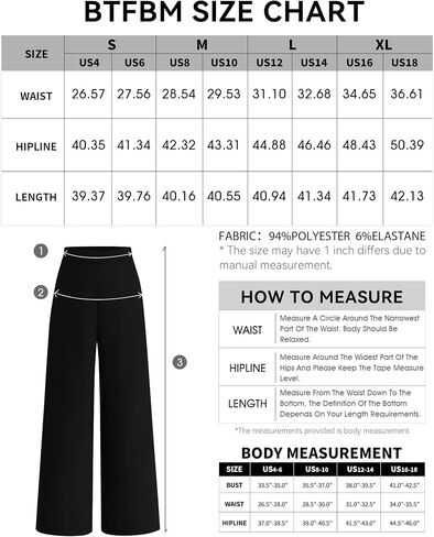 BTFBM Womens Wide Leg Pants Dressy Casual Elastic High Waisted Palazzo Business Lounge Trousers with Pockets in Saudi Arabia