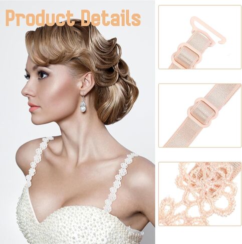 6Pcs Women Bra Straps, Adjustable Lace Flower Bra Strap with Bra Extender Elastic Bathing Suit Strap Bra Strap Holder in Saudi Arabia