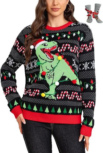 LANPULUX سترات عيد الميلاد القبيحة للنساء بلوفر عيد الميلاد سترة مضحكة جديدة سترة علوية محبوكة للحفلات in Kuwait