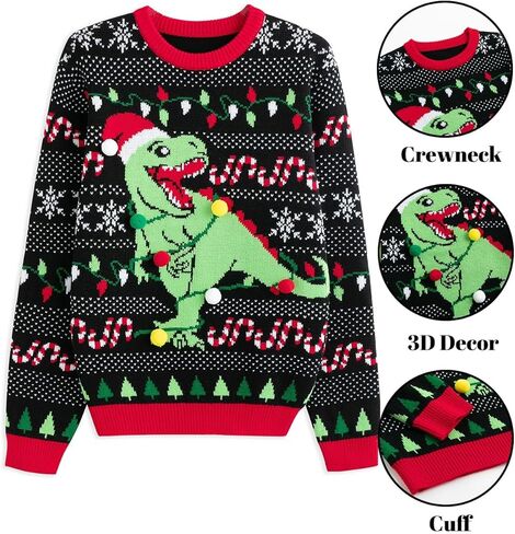 LANPULUX سترات عيد الميلاد القبيحة للنساء بلوفر عيد الميلاد سترة مضحكة جديدة سترة علوية محبوكة للحفلات in Kuwait