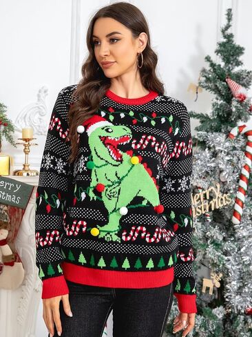 LANPULUX سترات عيد الميلاد القبيحة للنساء بلوفر عيد الميلاد سترة مضحكة جديدة سترة علوية محبوكة للحفلات in Kuwait