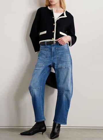 EVALESS Womens Baggy Barrel Jeans High Waisted Wide Leg Boyfriend Denim Ankle Pants in Saudi Arabia