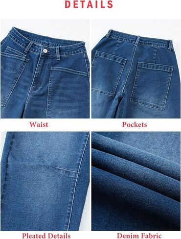 EVALESS Womens Baggy Barrel Jeans High Waisted Wide Leg Boyfriend Denim Ankle Pants in Saudi Arabia