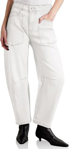 EVALESS Womens Baggy Barrel Jeans High Waisted Wide Leg Boyfriend Denim Ankle Pants in Saudi Arabia
