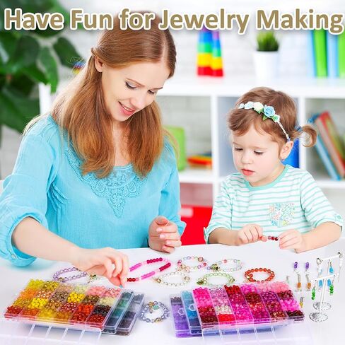 XSEINO About 1200PCS 6mm Glass Beads Bracelet Making Kit,24 Assorted Black and White Series Colorful Crystal Beads for Bracelet and Jewelry Making and DIY Crafts,Friendship Bracelets in Saudi Arabia
