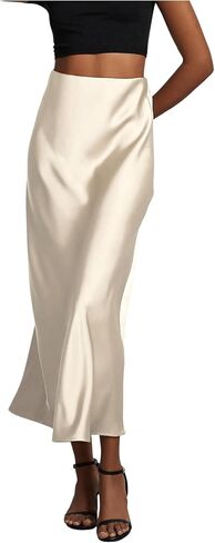 SHENHE Women's Satin Maxi Skirts High Waisted A Line Long Skirts Elegant Office Skirts in Kuwait