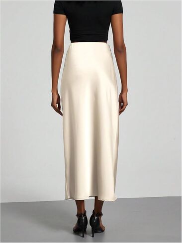 SHENHE Women's Satin Maxi Skirts High Waisted A Line Long Skirts Elegant Office Skirts in Kuwait