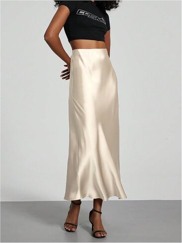 SHENHE Women's Satin Maxi Skirts High Waisted A Line Long Skirts Elegant Office Skirts in Kuwait