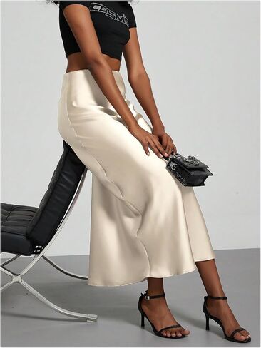 SHENHE Women's Satin Maxi Skirts High Waisted A Line Long Skirts Elegant Office Skirts in Kuwait