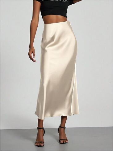 SHENHE Women's Satin Maxi Skirts High Waisted A Line Long Skirts Elegant Office Skirts in Kuwait
