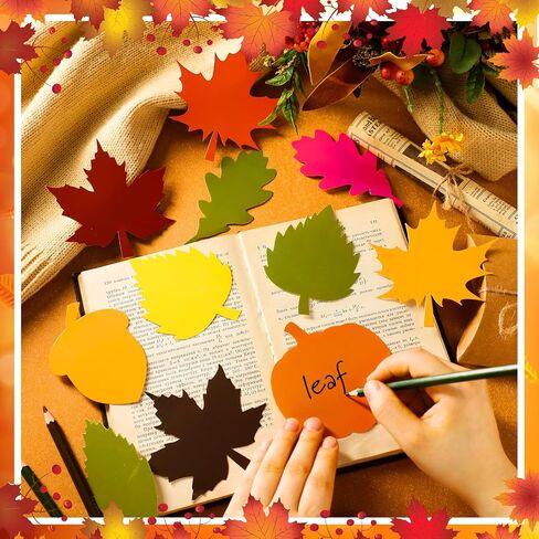 Seajan 200 Pcs Paper Leaves Fall Leaf Cutouts for Craft Bulk Thanksgiving Autumn Leaves Cutout Decor Fall Bulletin Board Decorations Pumpkin Cutouts with 400 Pcs Glue Point Dots for DIY Craft in Saudi Arabia