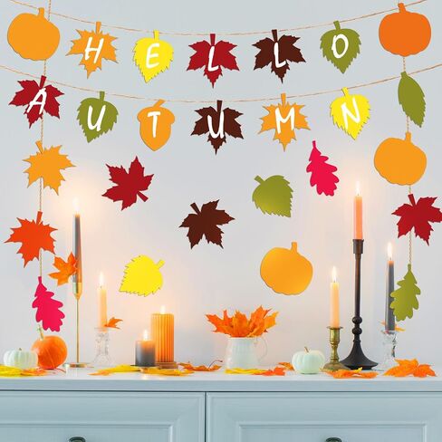 Seajan 200 Pcs Paper Leaves Fall Leaf Cutouts for Craft Bulk Thanksgiving Autumn Leaves Cutout Decor Fall Bulletin Board Decorations Pumpkin Cutouts with 400 Pcs Glue Point Dots for DIY Craft in Saudi Arabia