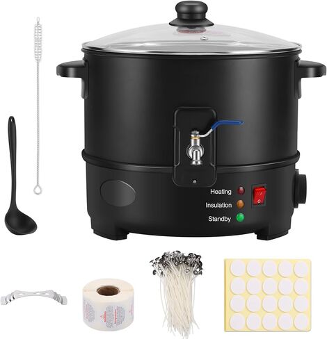 وعاء تذويب الشمع لصنع الشموع من Panghuhu88، مذيب شمع سعة 8 لتر مع فوهة صب سريعة وتحكم في درجة الحرارة، مذيب صابون كهربائي غير لاصق لمستلزمات صنع الصابون، مذيب شمع للشموع في المنزل التجاري in Kuwait