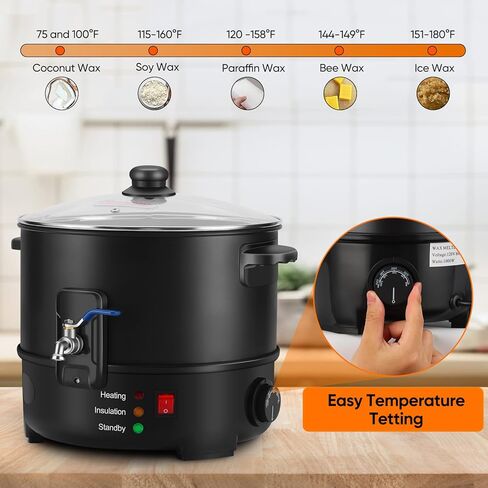 وعاء تذويب الشمع لصنع الشموع من Panghuhu88، مذيب شمع سعة 8 لتر مع فوهة صب سريعة وتحكم في درجة الحرارة، مذيب صابون كهربائي غير لاصق لمستلزمات صنع الصابون، مذيب شمع للشموع في المنزل التجاري in Kuwait