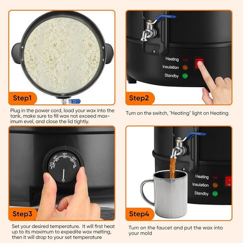 وعاء تذويب الشمع لصنع الشموع من Panghuhu88، مذيب شمع سعة 8 لتر مع فوهة صب سريعة وتحكم في درجة الحرارة، مذيب صابون كهربائي غير لاصق لمستلزمات صنع الصابون، مذيب شمع للشموع في المنزل التجاري in Kuwait