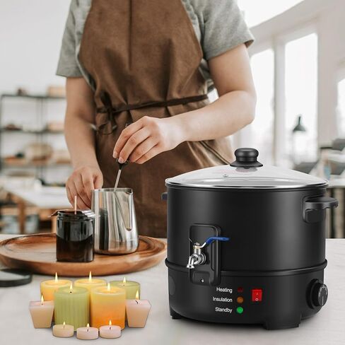 وعاء تذويب الشمع لصنع الشموع من Panghuhu88، مذيب شمع سعة 8 لتر مع فوهة صب سريعة وتحكم في درجة الحرارة، مذيب صابون كهربائي غير لاصق لمستلزمات صنع الصابون، مذيب شمع للشموع في المنزل التجاري in Kuwait