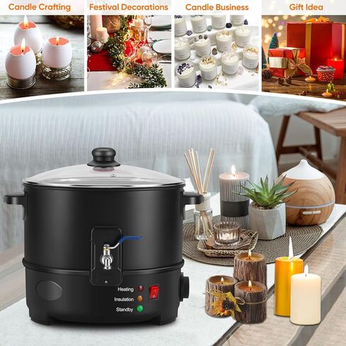 وعاء تذويب الشمع لصنع الشموع من Panghuhu88، مذيب شمع سعة 8 لتر مع فوهة صب سريعة وتحكم في درجة الحرارة، مذيب صابون كهربائي غير لاصق لمستلزمات صنع الصابون، مذيب شمع للشموع في المنزل التجاري in Kuwait