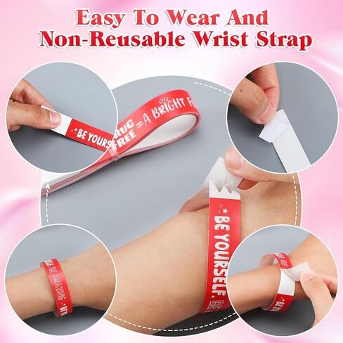 2400 Pcs Drug Free Wristband Bulk 12 Style Red Ribbon Bracelets Red Ribbon Wristbands Tamper Proof Design Red Ribbon Week Awareness Supplies for Red Ribbon Week Drugs Free Campaigns Events in Saudi Arabia