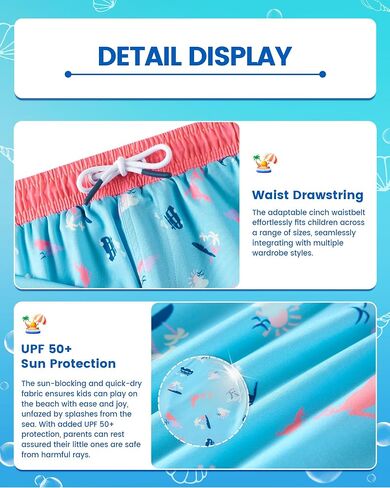 Angel season Boys Swim Trunks with Compression Liner Toddler Swim Shorts Stretch Bathing Suits for Boy Swimsuit Size 2-8 in Saudi Arabia