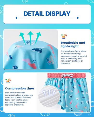 Angel season Boys Swim Trunks with Compression Liner Toddler Swim Shorts Stretch Bathing Suits for Boy Swimsuit Size 2-8 in Saudi Arabia