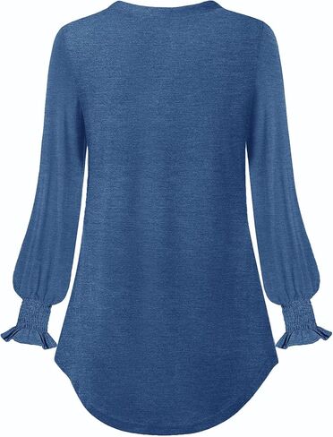 تي شيرتات نسائية للرضاعة الطبيعية ذات فتحة رقبة على شكل حرف V وأكمام طويلة منتفخة in Kuwait