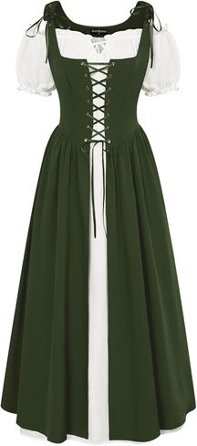 Scarlet Darkness Women Renaissance Dress Peasant Medieval Dress Short Sleeve Maxi Dress in Kuwait