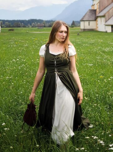 Scarlet Darkness Women Renaissance Dress Peasant Medieval Dress Short Sleeve Maxi Dress in Kuwait