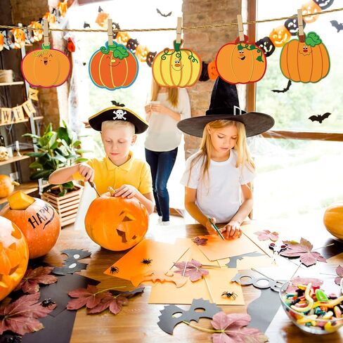 Blulu Pumpkin Cutout Decoration Pumpkins Cardboard Cutouts with Glue Point for Classroom School Bulletin Board Fall Theme Thanksgiving Halloween Party, 5.9 x 5.9 Inch(40 Pieces) in Saudi Arabia