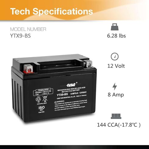 بطارية YTX5L-BS 12V 4AH 80 CCA - بطارية AGM Power Sport عالية الأداء من Casil in Kuwait