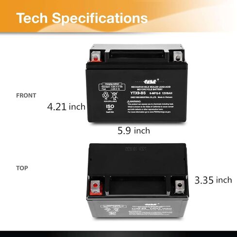 بطارية YTX5L-BS 12V 4AH 80 CCA - بطارية AGM Power Sport عالية الأداء من Casil in Kuwait