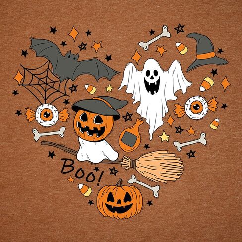 Women's Halloween Shirt: Love Art Patterns Halloween Party T-Shirt Crewneck Short Sleeve in Saudi Arabia