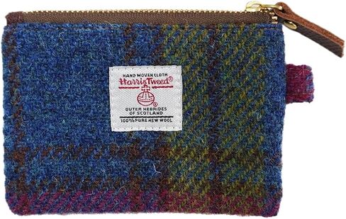 Harris Tweed Mini Coin Purse Handmade Lipstick Bag Vintage British Portable Credit Card ID Wallet with YKK Zipper for Women men (Pink Plaid) in Saudi Arabia