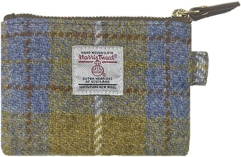 Harris Tweed Mini Coin Purse Handmade Lipstick Bag Vintage British Portable Credit Card ID Wallet with YKK Zipper for Women men (Pink Plaid) in Saudi Arabia
