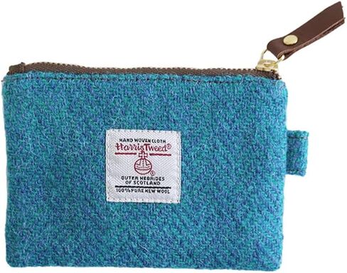 Harris Tweed Mini Coin Purse Handmade Lipstick Bag Vintage British Portable Credit Card ID Wallet with YKK Zipper for Women men (Pink Plaid) in Saudi Arabia