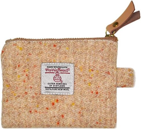 Harris Tweed Mini Coin Purse Handmade Lipstick Bag Vintage British Portable Credit Card ID Wallet with YKK Zipper for Women men (Pink Plaid) in Saudi Arabia
