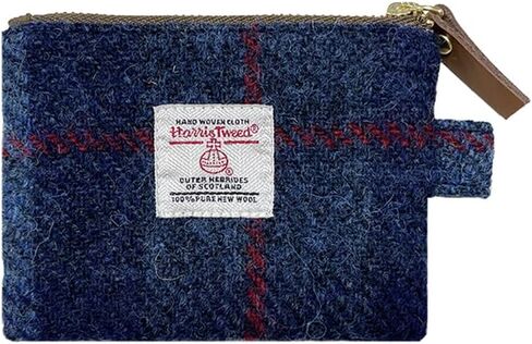 Harris Tweed Mini Coin Purse Handmade Lipstick Bag Vintage British Portable Credit Card ID Wallet with YKK Zipper for Women men (Pink Plaid) in Saudi Arabia