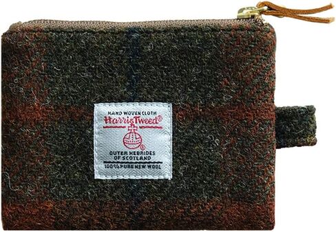 Harris Tweed Mini Coin Purse Handmade Lipstick Bag Vintage British Portable Credit Card ID Wallet with YKK Zipper for Women men (Pink Plaid) in Saudi Arabia