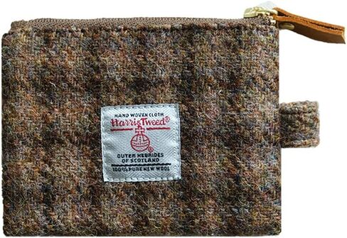 Harris Tweed Mini Coin Purse Handmade Lipstick Bag Vintage British Portable Credit Card ID Wallet with YKK Zipper for Women men (Pink Plaid) in Saudi Arabia