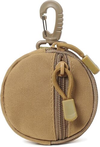 Coin Pouch, Round Coin Bag with Zipper and Carabiner, Change Purses Small Organizer Bags Canvas for Home, Coin Purse Keychain Pockets for Waist Pack (Black) in Kuwait