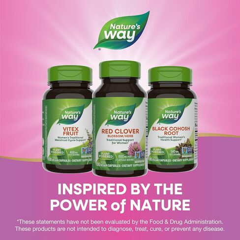 Nature's Way Red Clover Blossom Herb, Traditional Women's Health Support*, 800 mg per serving, 100 Vegan Capsules in Saudi Arabia