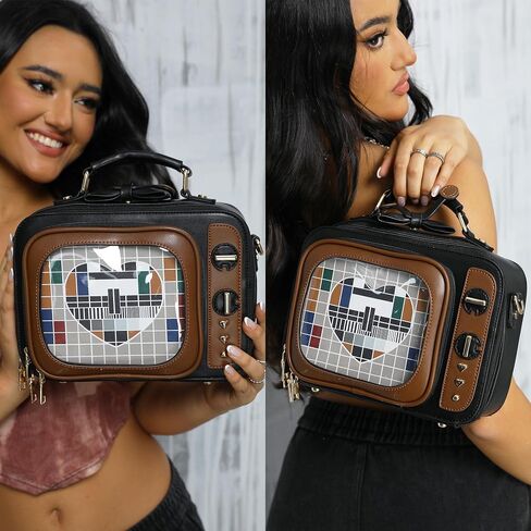 Women TV Shape Ita Bag Retro Television Shoulder Bag Design Ita Backpack with Inserts Unique female Clear Windows Anime Display Crossbody Bag for Enamel Pins Display in Kuwait