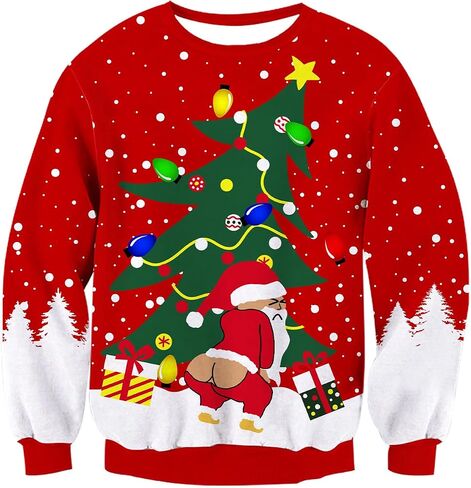 Women Ugly Christmas Sweater Funny Light Up Long Sleeve Jumper Sweater in Saudi Arabia