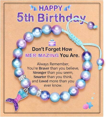 Mermaid Birthday Bracelets- 4th 5th 6th Birthday Gifts for Daughter Granddaughter Niece in Kuwait