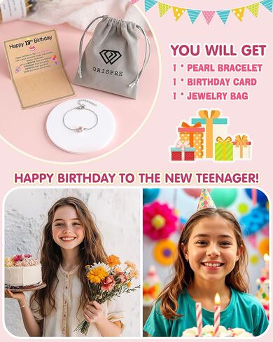 Happy Birthday Gifts for Her, Pearl Bracelet for 10 13 16 Year Old Daughter Granddaughter Niece Women in Saudi Arabia