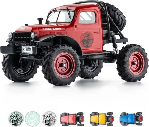 FCX24 RC Crawler 1/24 سيارة تحكم عن بعد، Power Wagon 4WD RC Crawler ثنائي السرعة، RC Rock Crawler 8Km/ساعة مع تروس معدنية لمحور البوابة للبالغين (أصفر) in Saudi Arabia