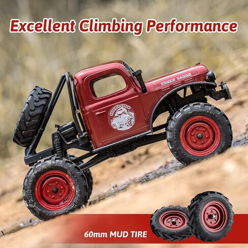 FCX24 RC Crawler 1/24 سيارة تحكم عن بعد، Power Wagon 4WD RC Crawler ثنائي السرعة، RC Rock Crawler 8Km/ساعة مع تروس معدنية لمحور البوابة للبالغين (أصفر) in Saudi Arabia